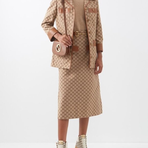 NIB Gucci leather GG canvas combat lug sole boots IT 39.5 - Picture 3 of 9